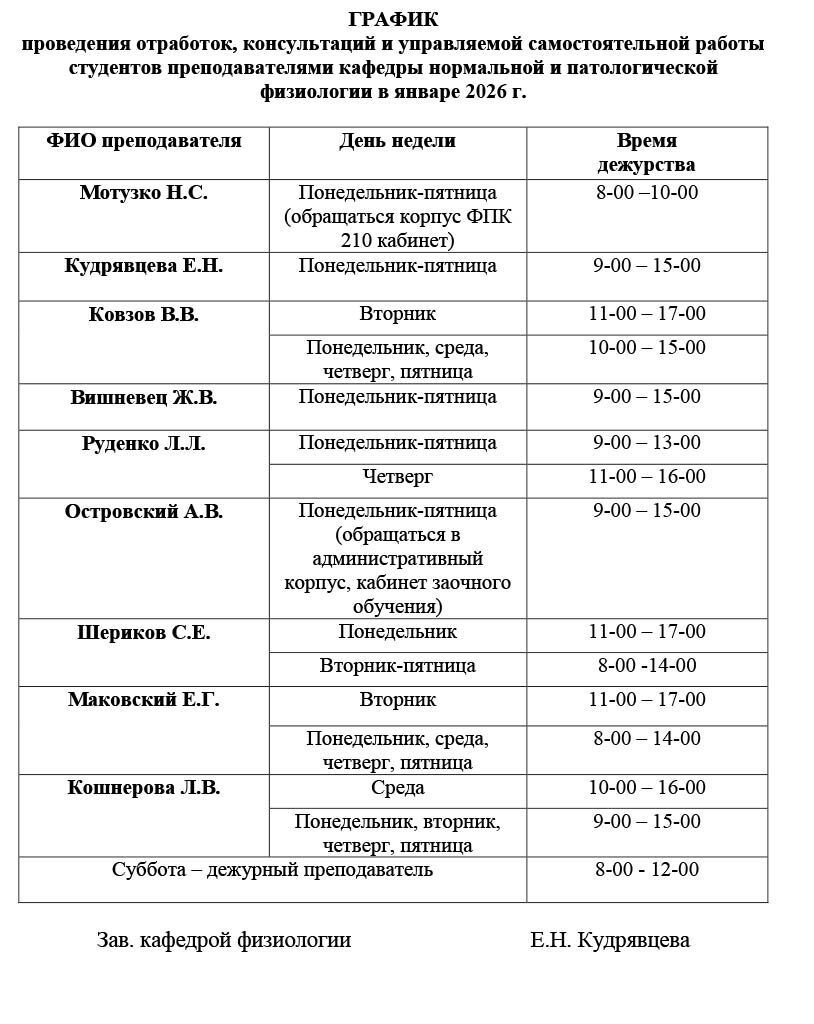 GRAFIK dezhurstv v ianvare 2026