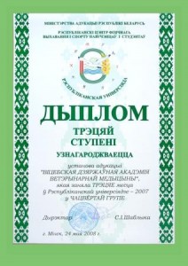 диплом Универсиада РБ 2007