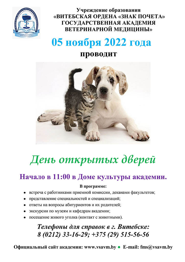 День открытых дверей в УО ВГАВМ 5 ноября 2022 года